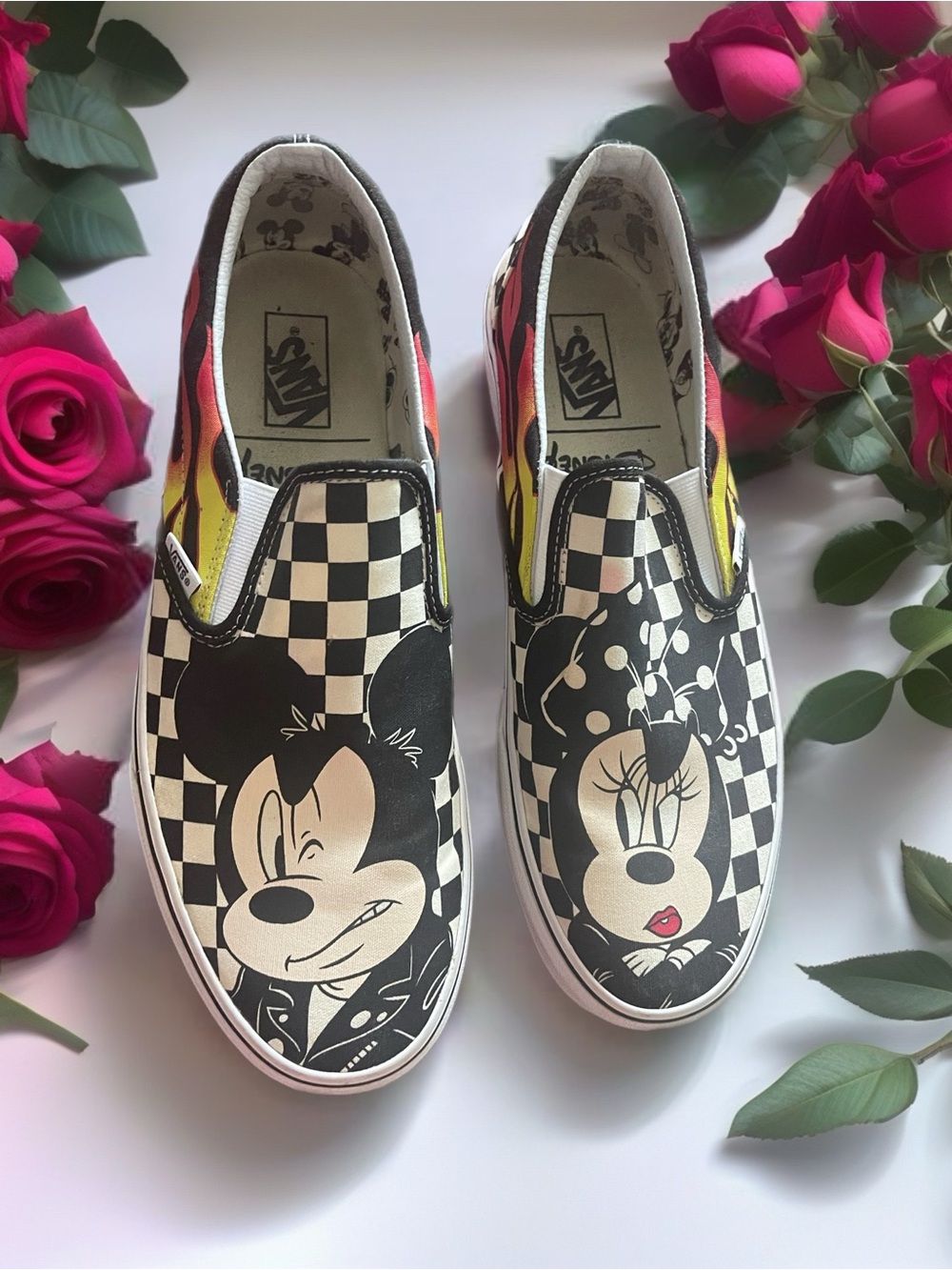 Disney Vans Slip-On Sneakers Black, White, Yellow, Red